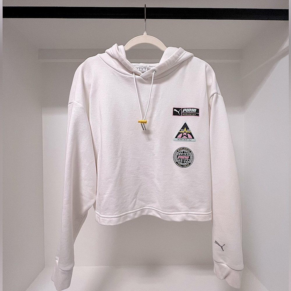 Puma Cropped Hoodie With Graphic Designs!